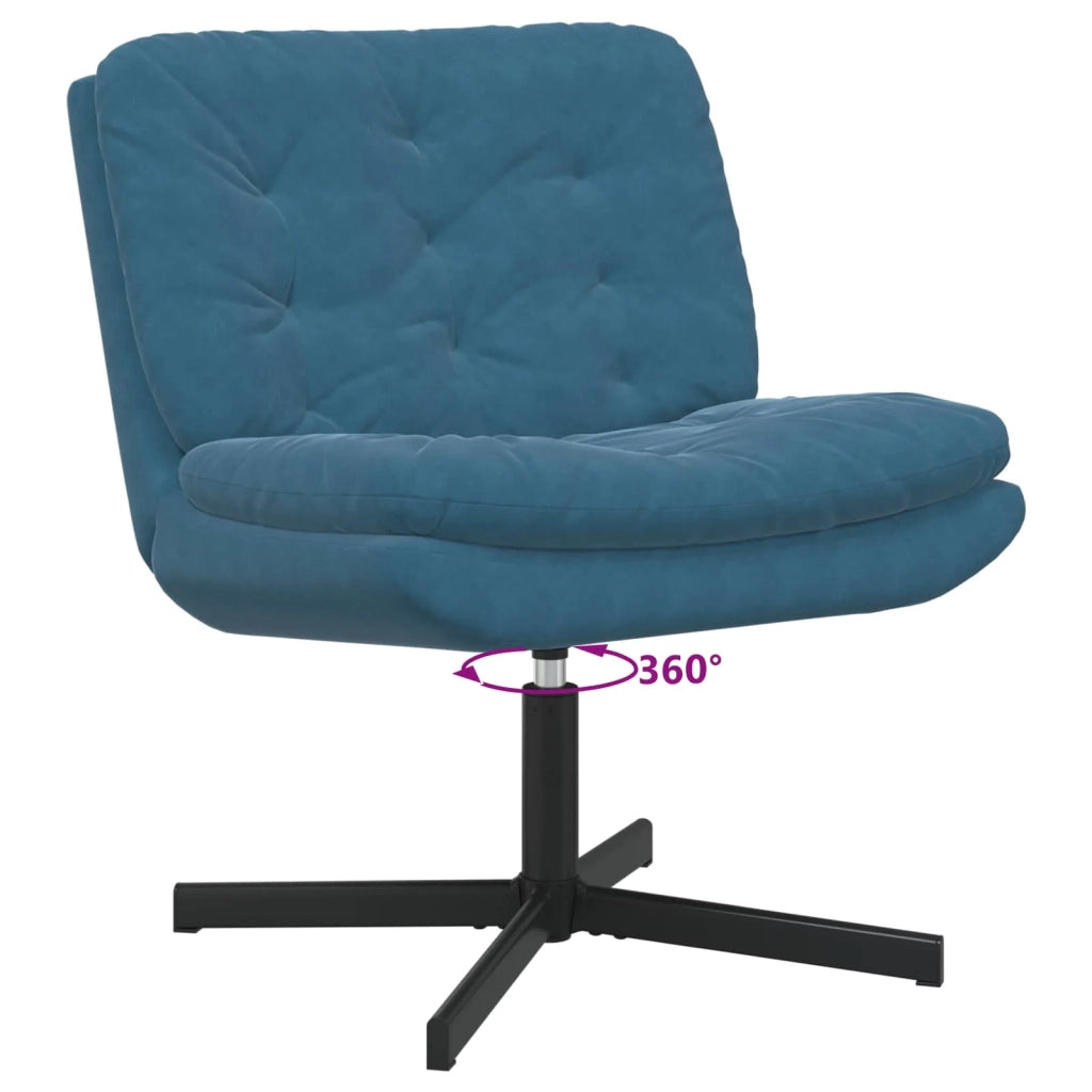 Poltrona Relax | Sedia Relax con Base Girevole Blu 63 x 75 x 76 cm Velluto