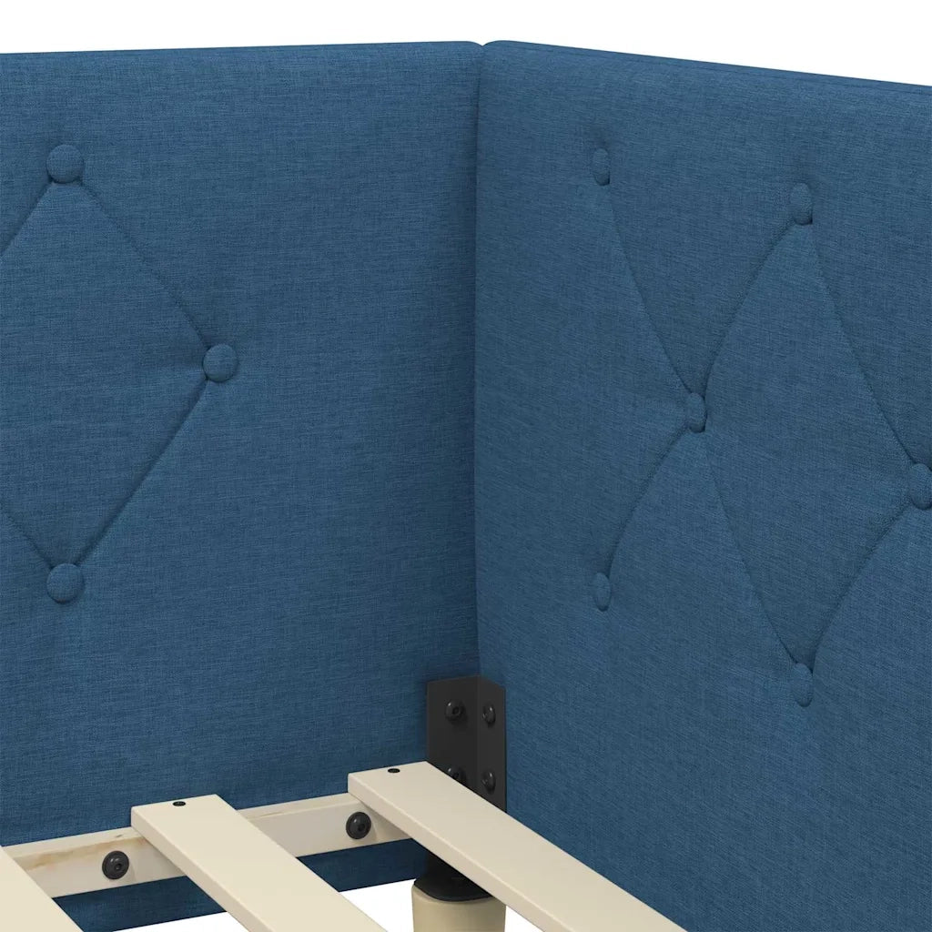 Cornice del letto ad angolo Blu 80 x 200 cm Tessuto 3394108