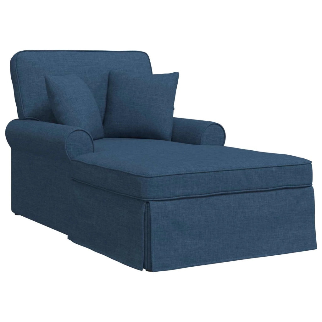 Chaise Longe con Gonna con cuscino 3 pcs Blu Tessuto