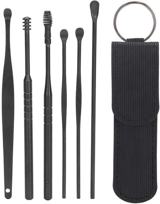 Set di rimozione cerume professionale - rimozione cerume - acciaio inossidabile - contenitore portatile - disegno a spirale - duraturo e facile da pulire - pulitore orecchio