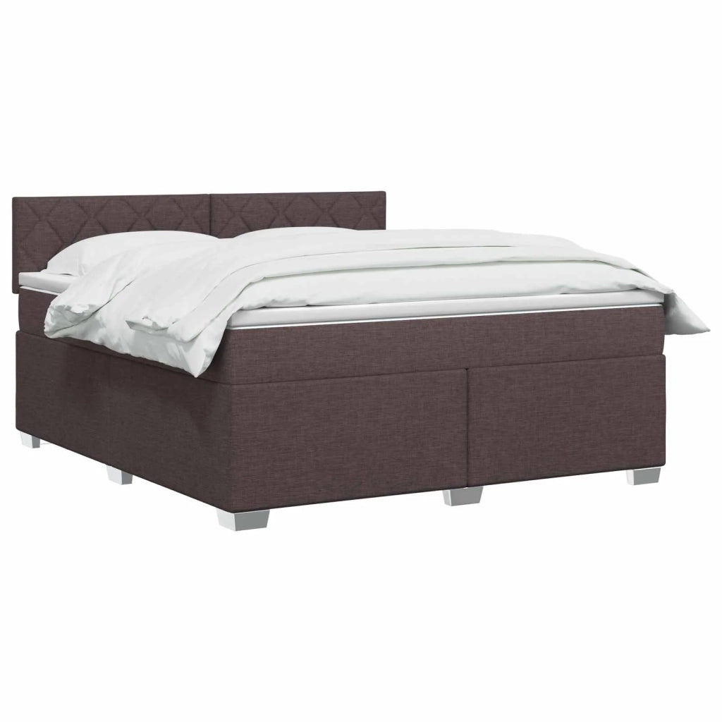 Letto con Box Spring, Materasso e LED Marrone Scuro Tessuto 3451990