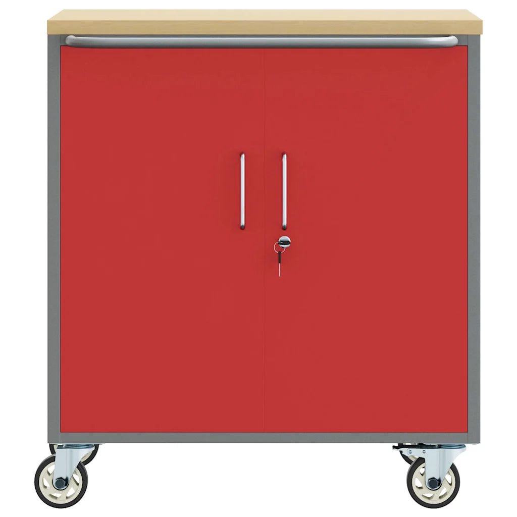 Banco da lavoro con lo scaffale Rosso e Grigio 75 x 45 x 85 cm 4103486