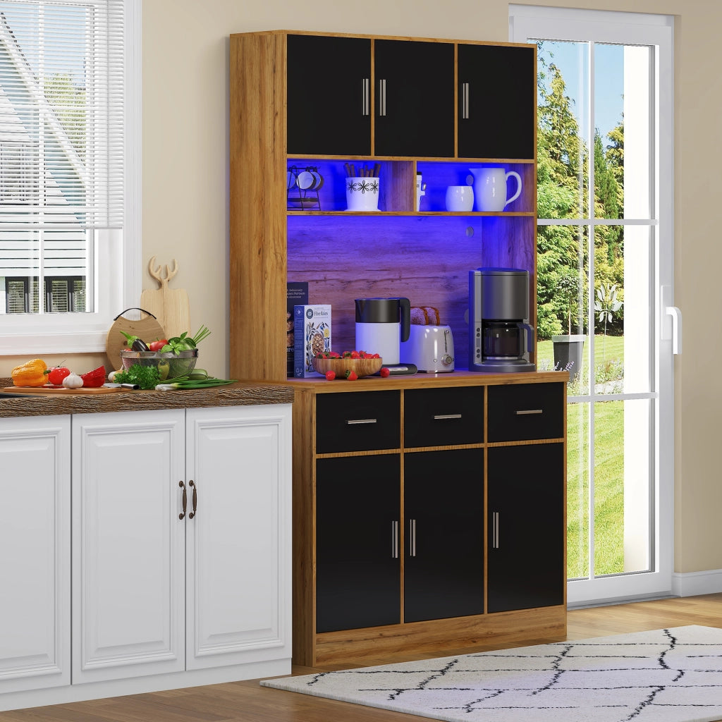 Buffet Multifunzionale con LED e App ¨C Xylo ¨C Cassetti, Ripiani, Prese, 100x40x180 cm