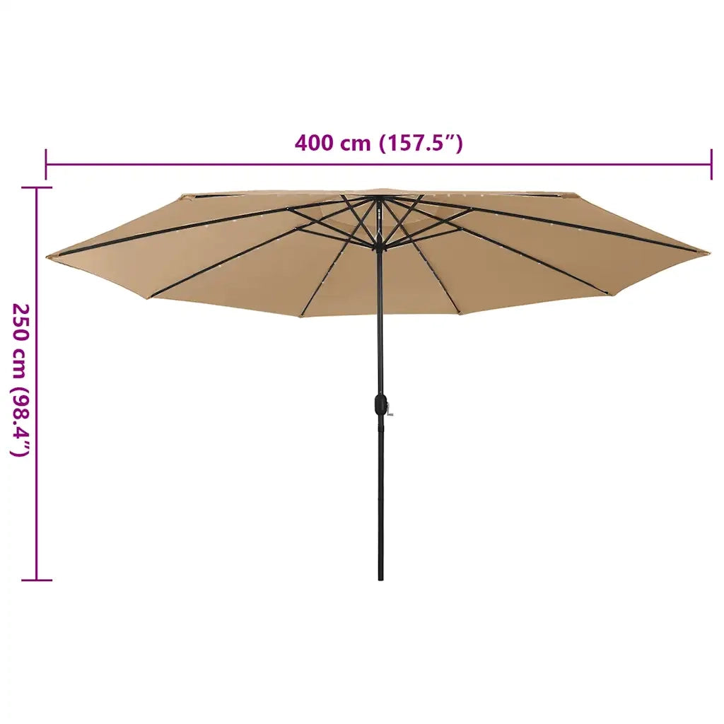 Ombrello | Parasolne da Giardino con Luci LED 400 cm Tortora