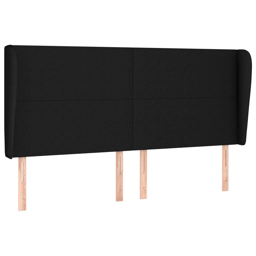 Testiera ad Orecchio-Testata con Orecchie Nera 183x23x118/128 cm in Tessuto 845252