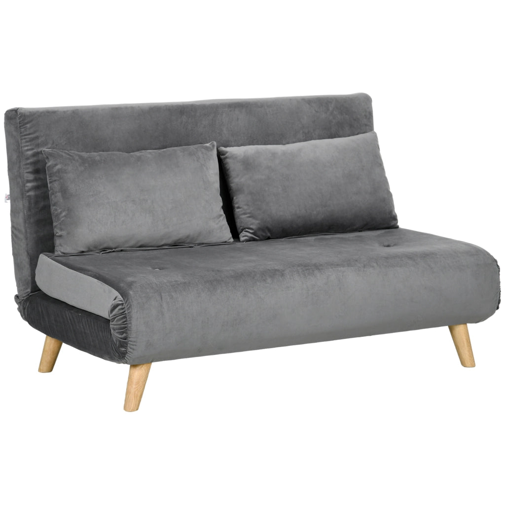 Divano letto ¨C Minimal ¨C grigio, velluto, 130x78x79 cm