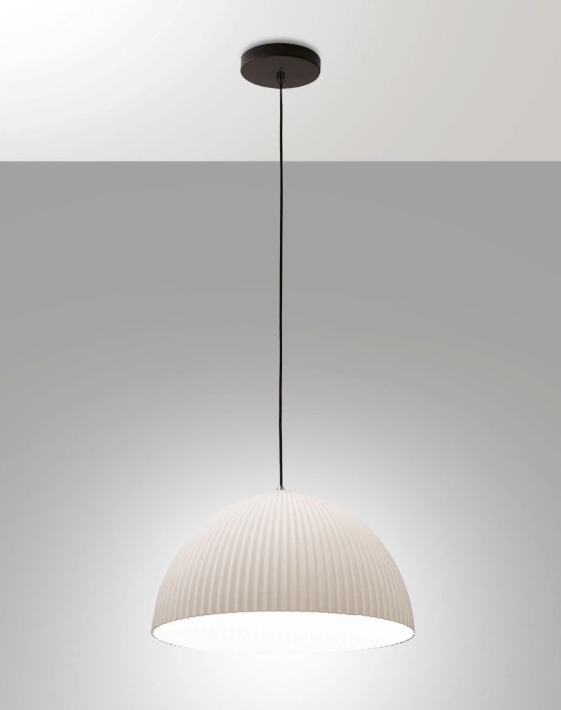 Lampada a Sospensione Carola Ø360mm E27 10W, Struttura in Metallo e Plastica Vegetale, Colore Bianco, IP20, Classe 1 - Carola Design