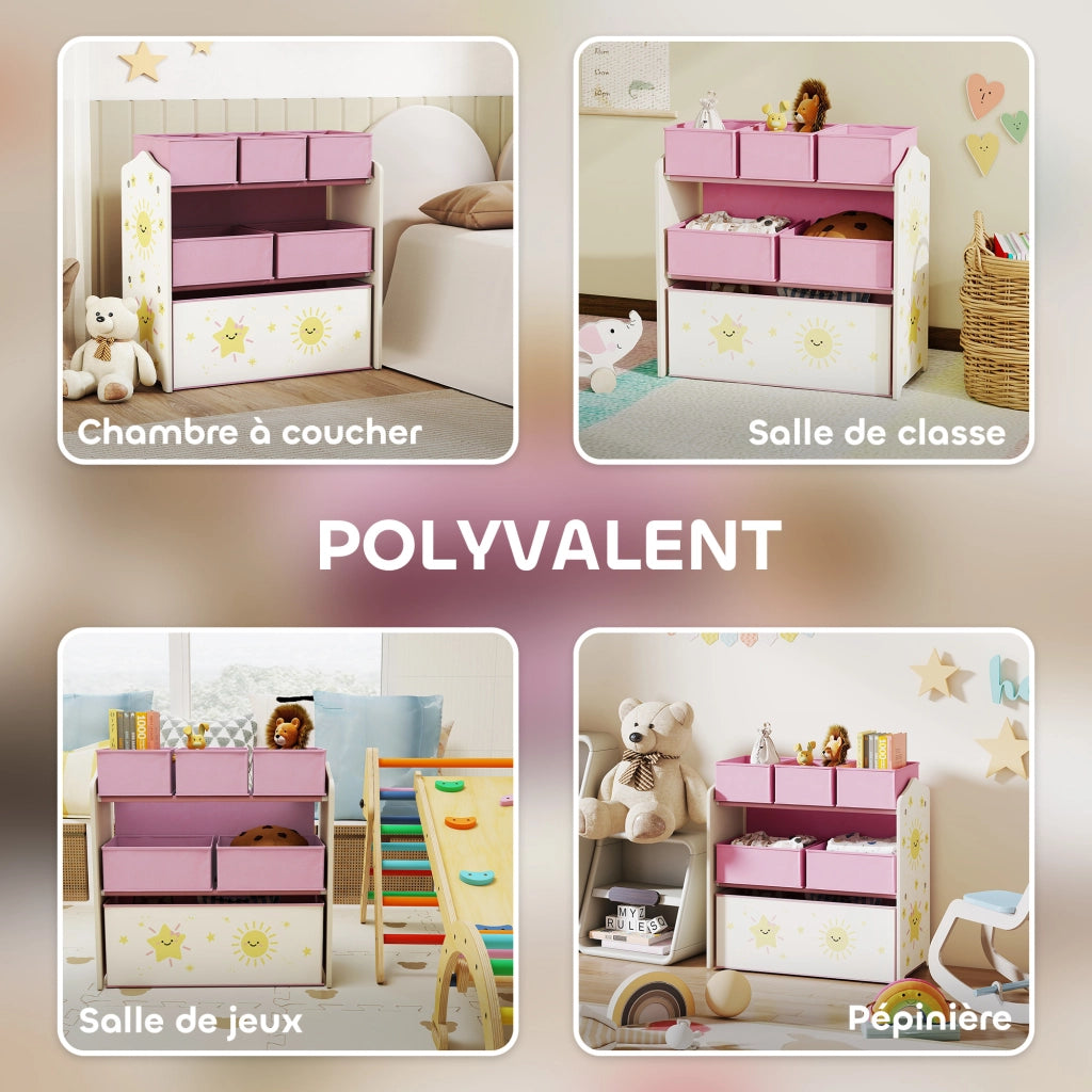 Scaffale per bambini con 6 contenitori in tessuto ¨C Minimal ¨C rosa