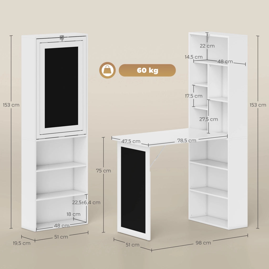 Scrivania angolare con scaffale e cassetti ¨C zephmum ¨C bianco 120x60x150 cm