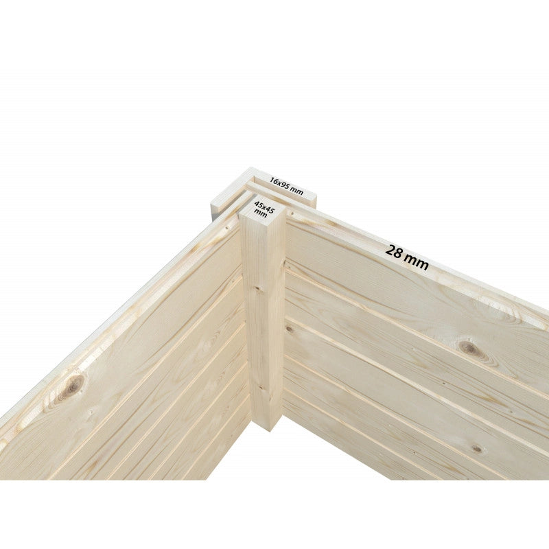 Casetta da giardino in legno 385x282 cm, pareti 28 mm grezze con porta doppia e finestra, per deposito attrezzi esterno - Esterni da Vivere