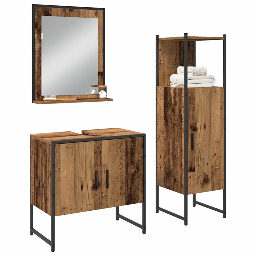 Set di mobili per il bagno 3 pcs Marrone Legno multistrato 3334357