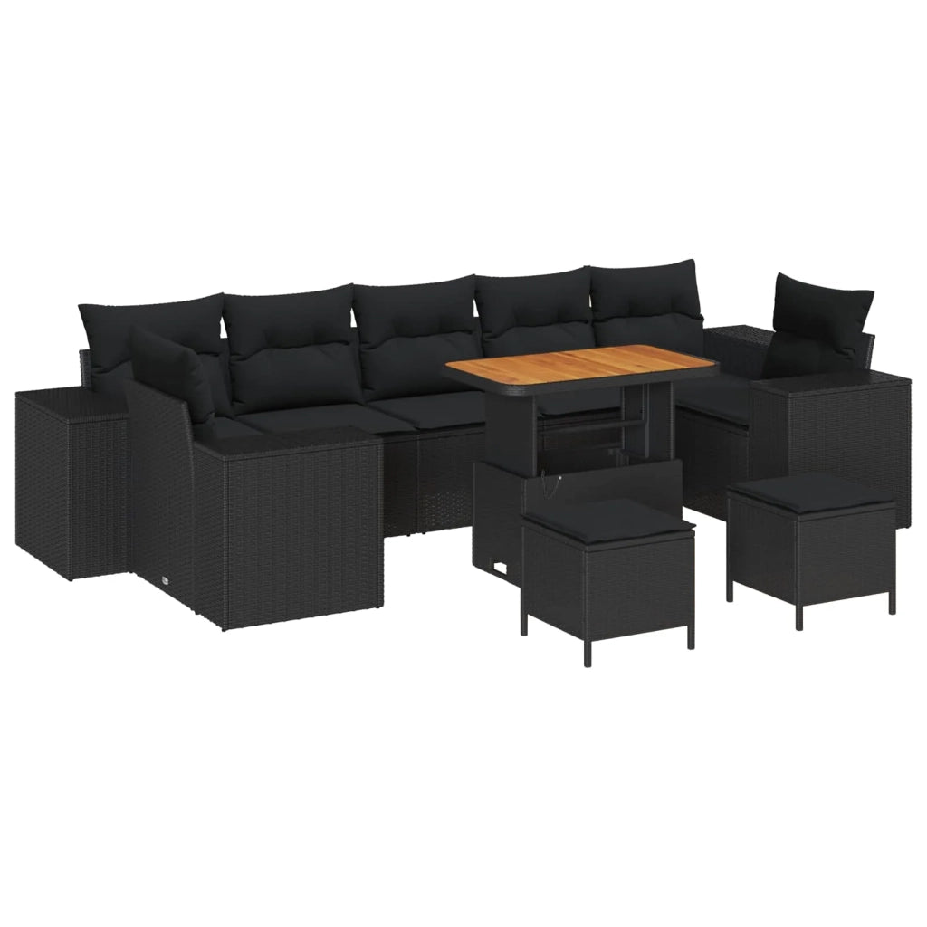 Set Divano da Giardino 10 pcs Nero polyrattan 3361989