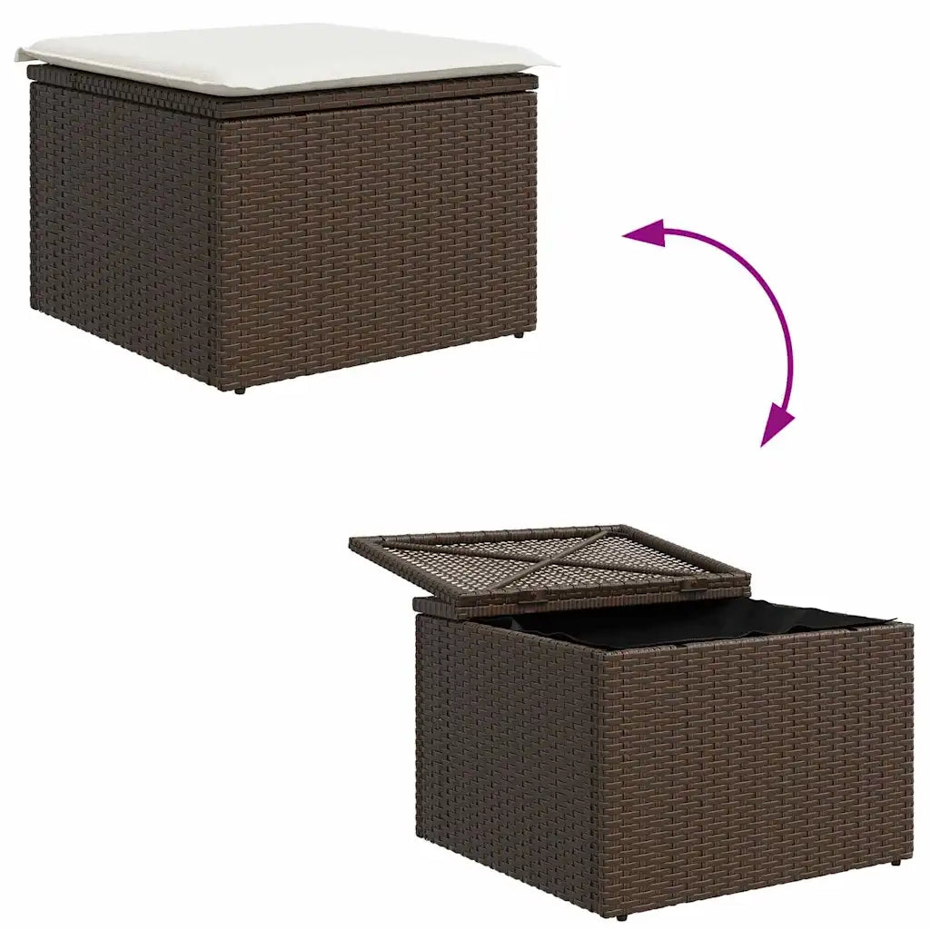 Set di divani con cuscino 5 pcs Marrone e bianco polyrattan 3354667