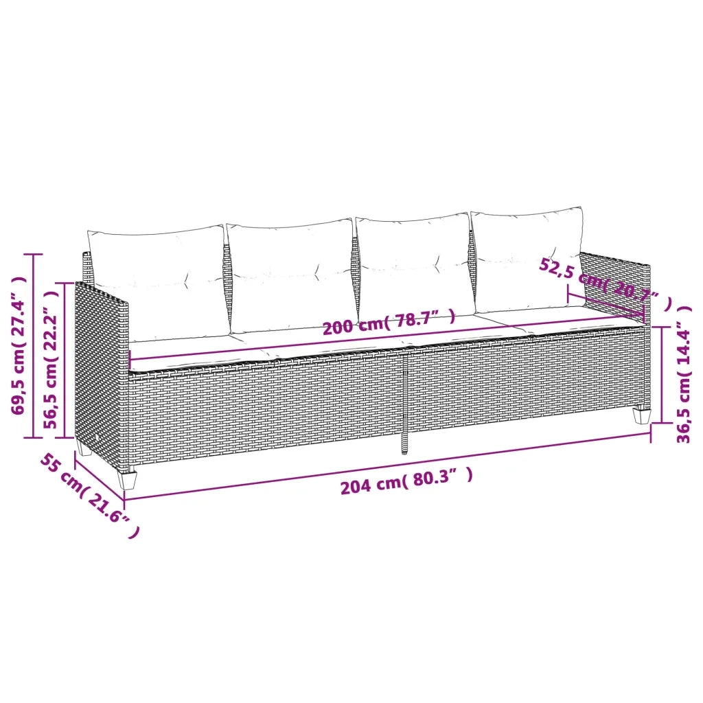 Set Divano da Giardino 5pz con Cuscini Grigio Chiaro Polyrattan 3261526