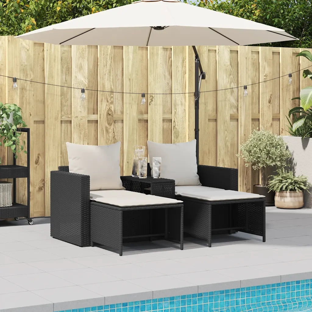 Set Divani da Giardino 5 pz con Cuscini in Polyrattan Nero 4104163