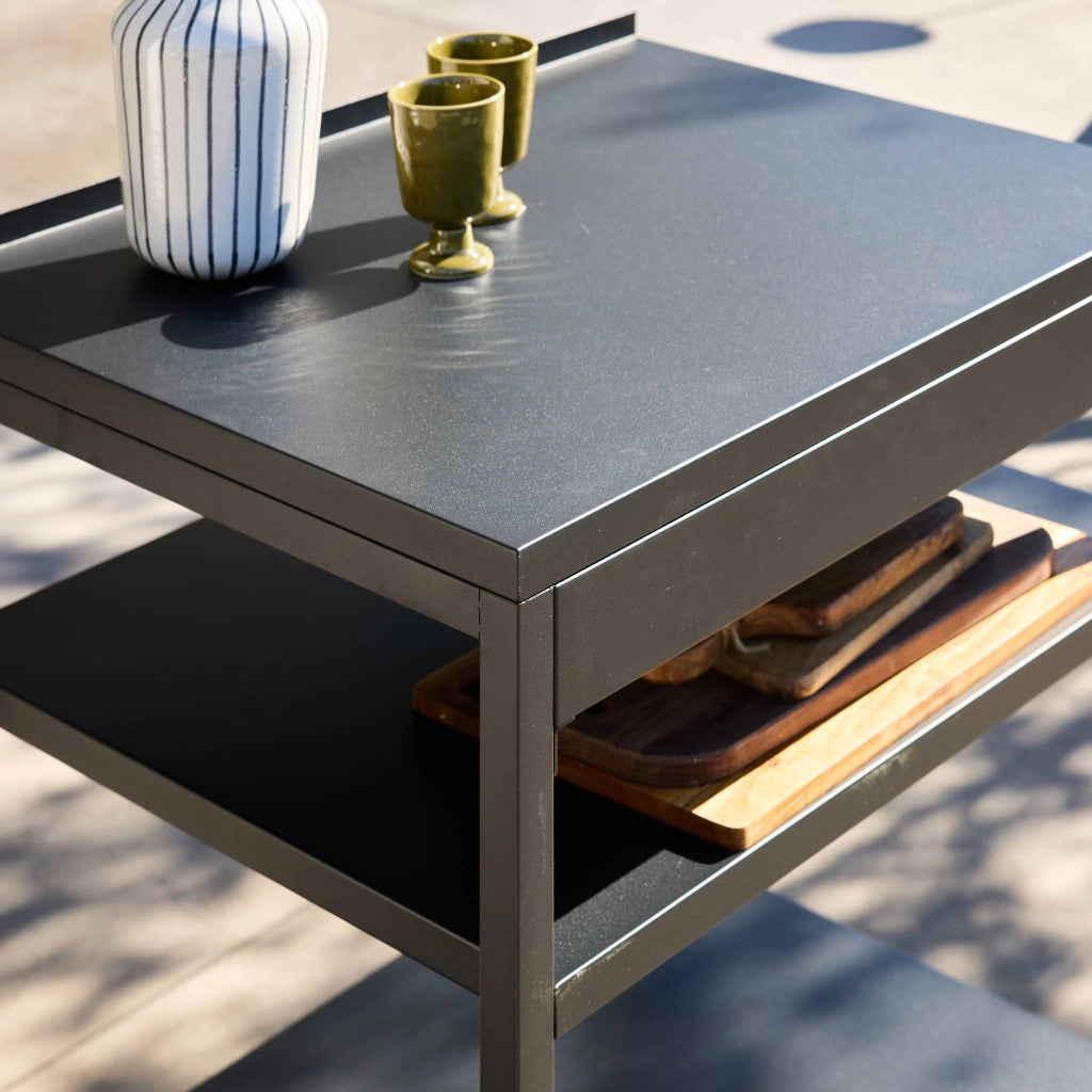 Cucina esterna in acciaio 2 ripiani, 80cm, nero
