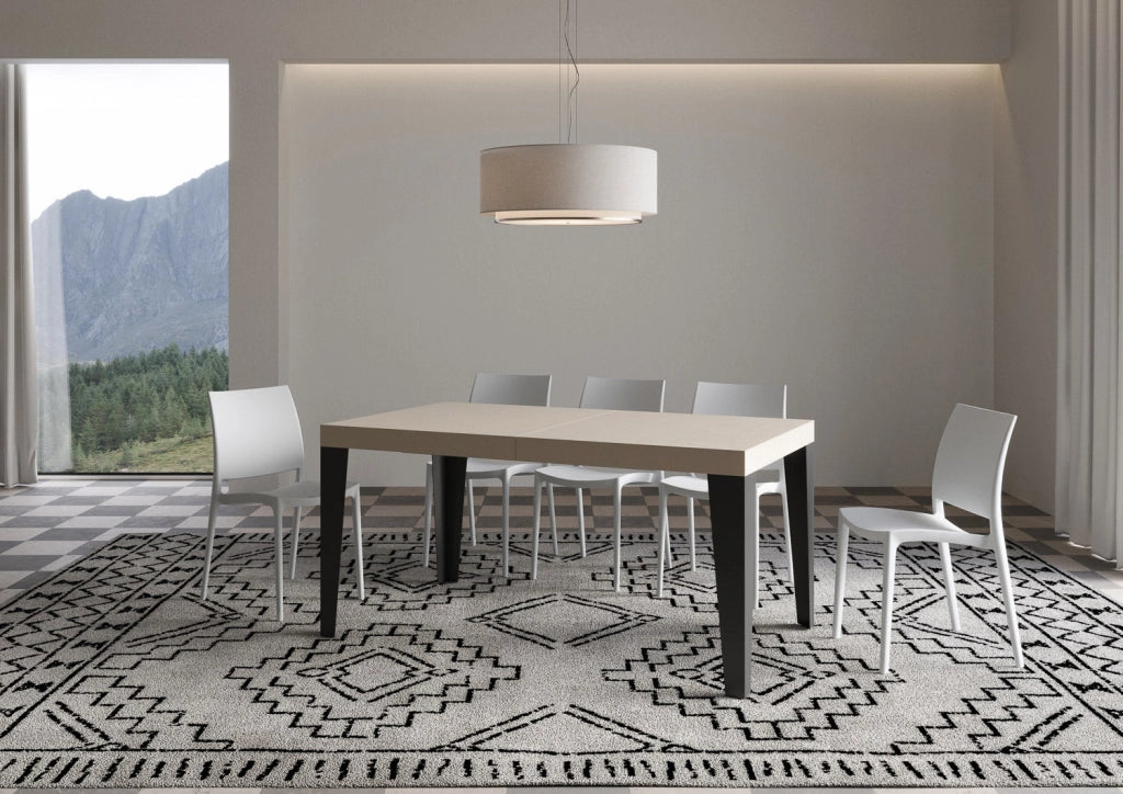 Tavolo Allungabile 160-264x90x77 cm Flame Premium Cashmere Telaio Antracite