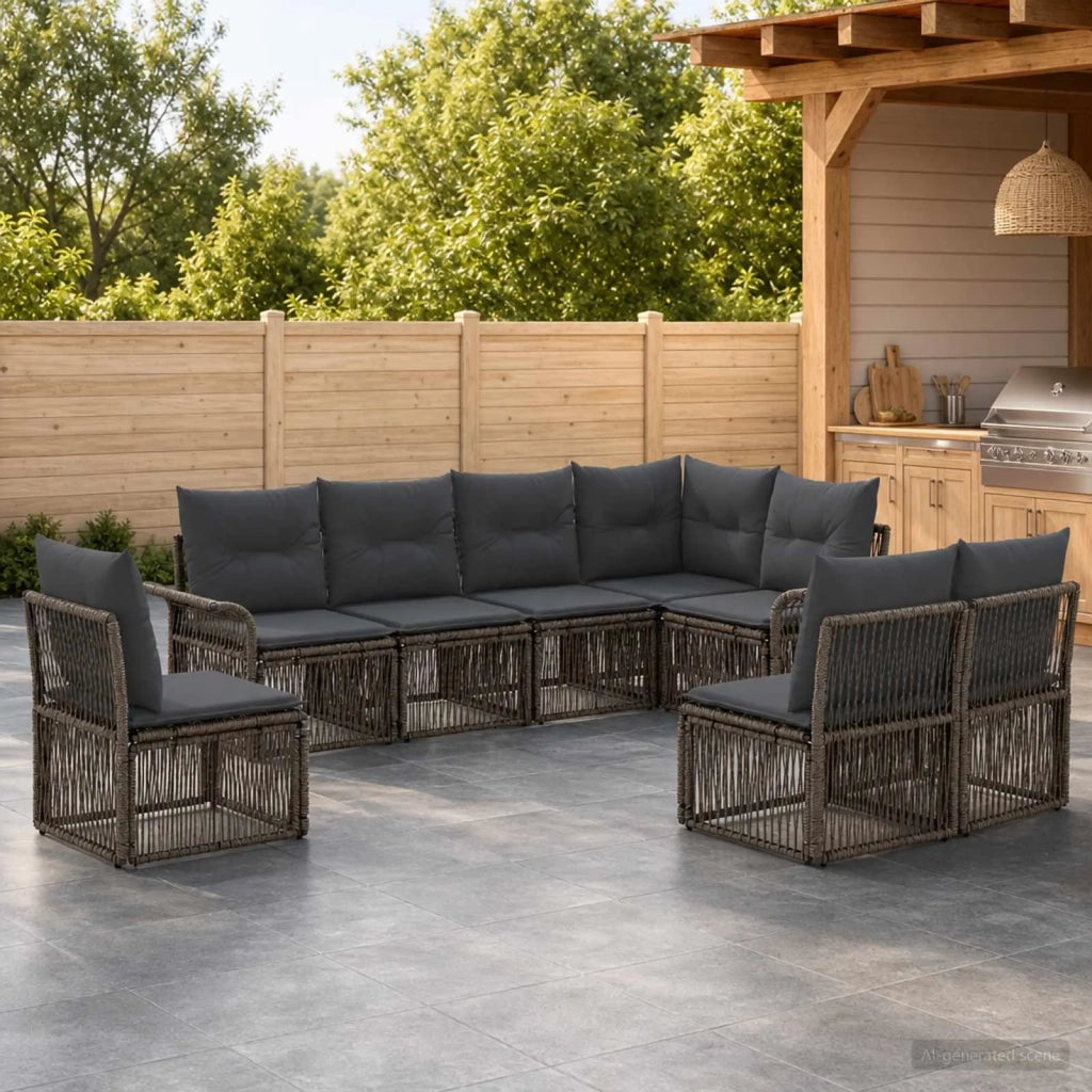 Set Divano da Giardino 8 pz Grigio polyrattan 3434846
