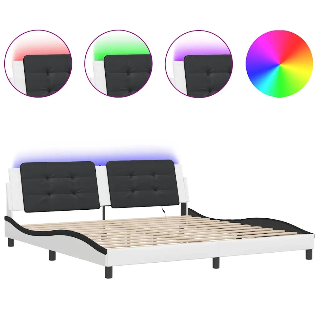 Giroletto con LED senza Materasso Zadar Bianco e Nero 200x200 cm