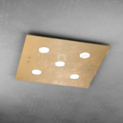 PATH PLAFONIERA 5 LUCI QUADRA FOGLIA ORO 1141-PL5-FO