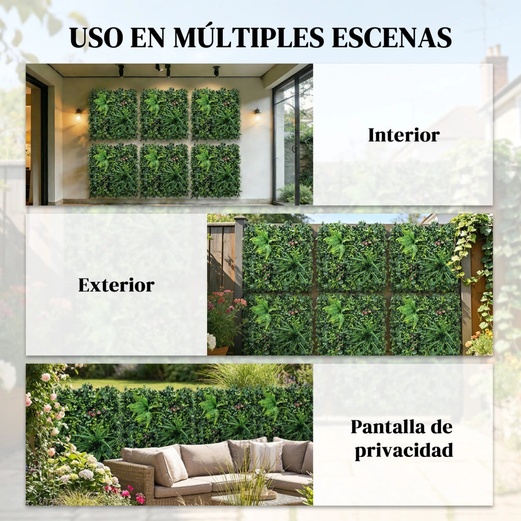 Set 6 Sedi Artificiali da Giardino 50x50 cm ¨C zephmum ¨C Verde, per Terrazza e Balcone