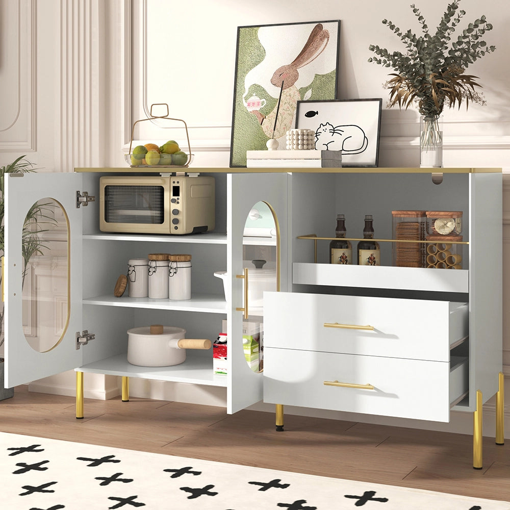 Buffet - Xylo - 2cass/2porte vetro bianco/dorato