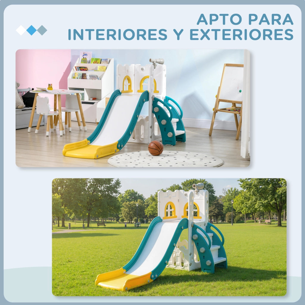 Letto a soppalco con scivolo e canestro ¨C Zephmum ¨C Giallo Verde