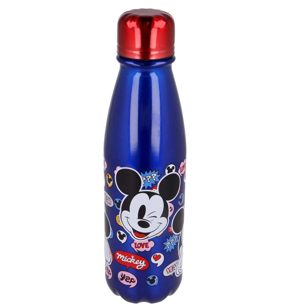 Bottiglia d'acqua da 600 ml con beccuccio versatore e tappo di sicurezza Blu Mickey Mouse