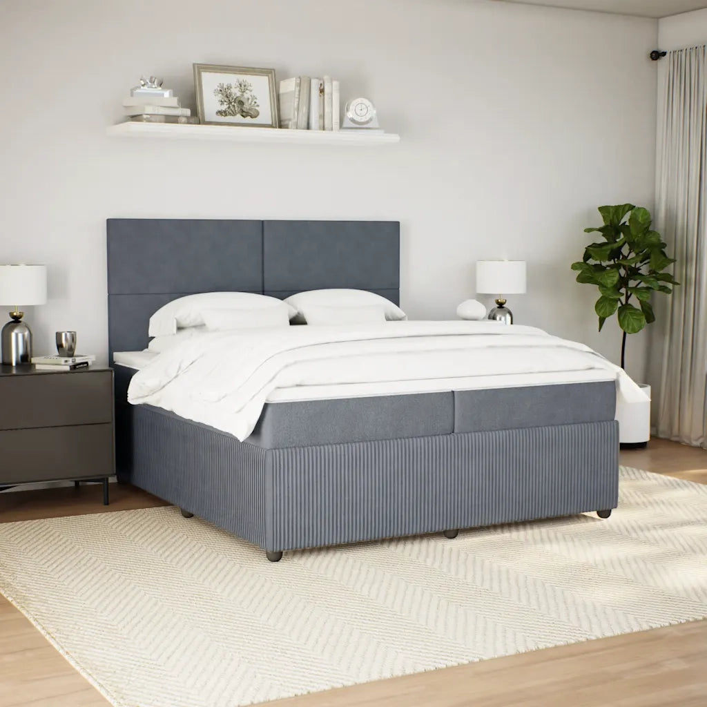 Giroletto a Molle con Materasso Grigio Scuro 200x200 cm Velluto 3292425