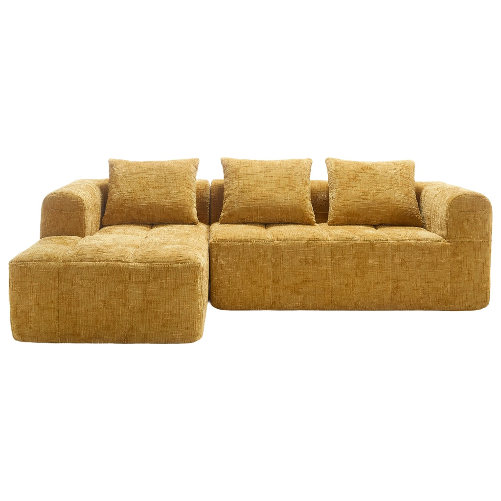 Divano sezionale moderno - Zephmum- 3 posti, chenille, giallo