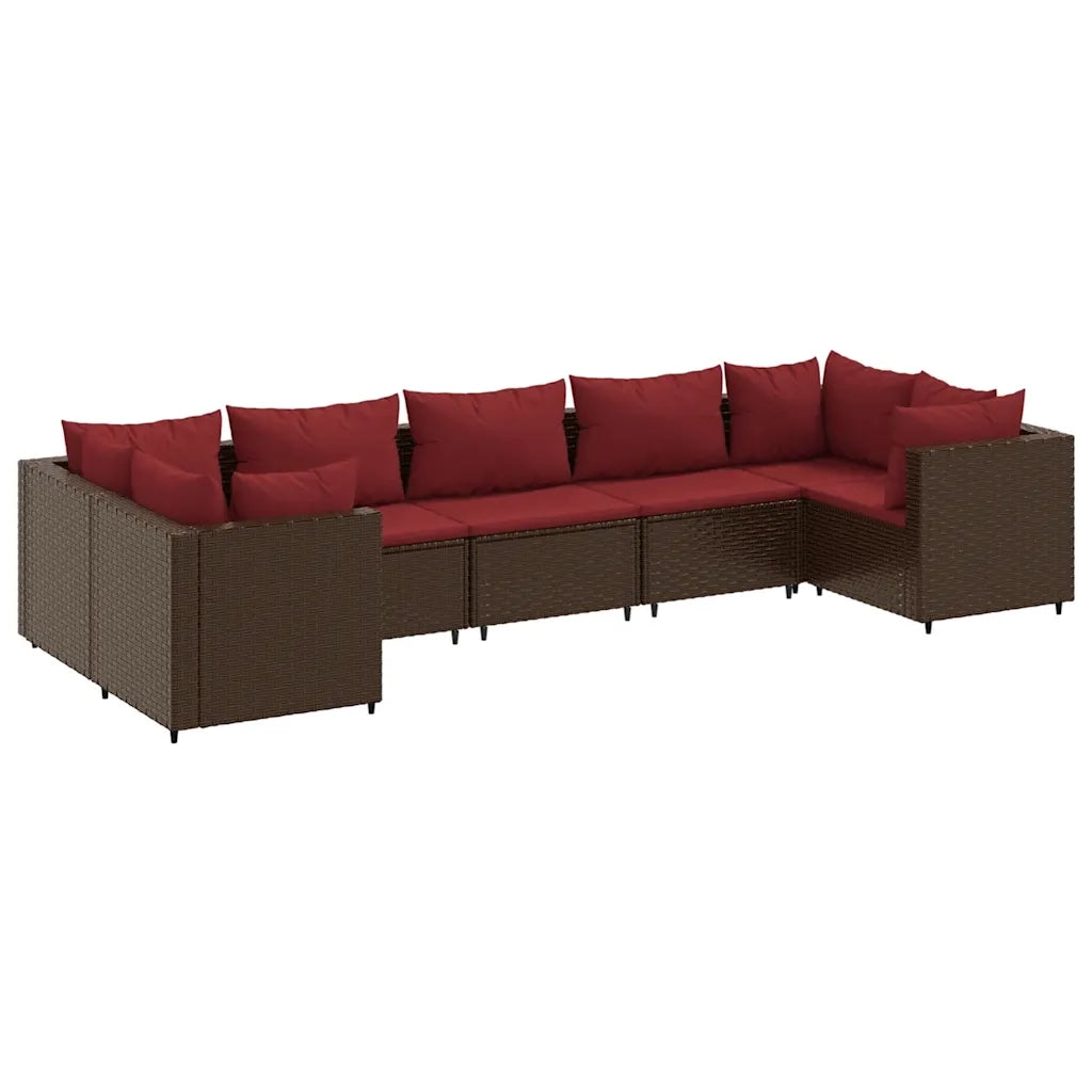 Set Divani da Giardino 7 pz con Cuscini in Polyrattan Marrone 3308261