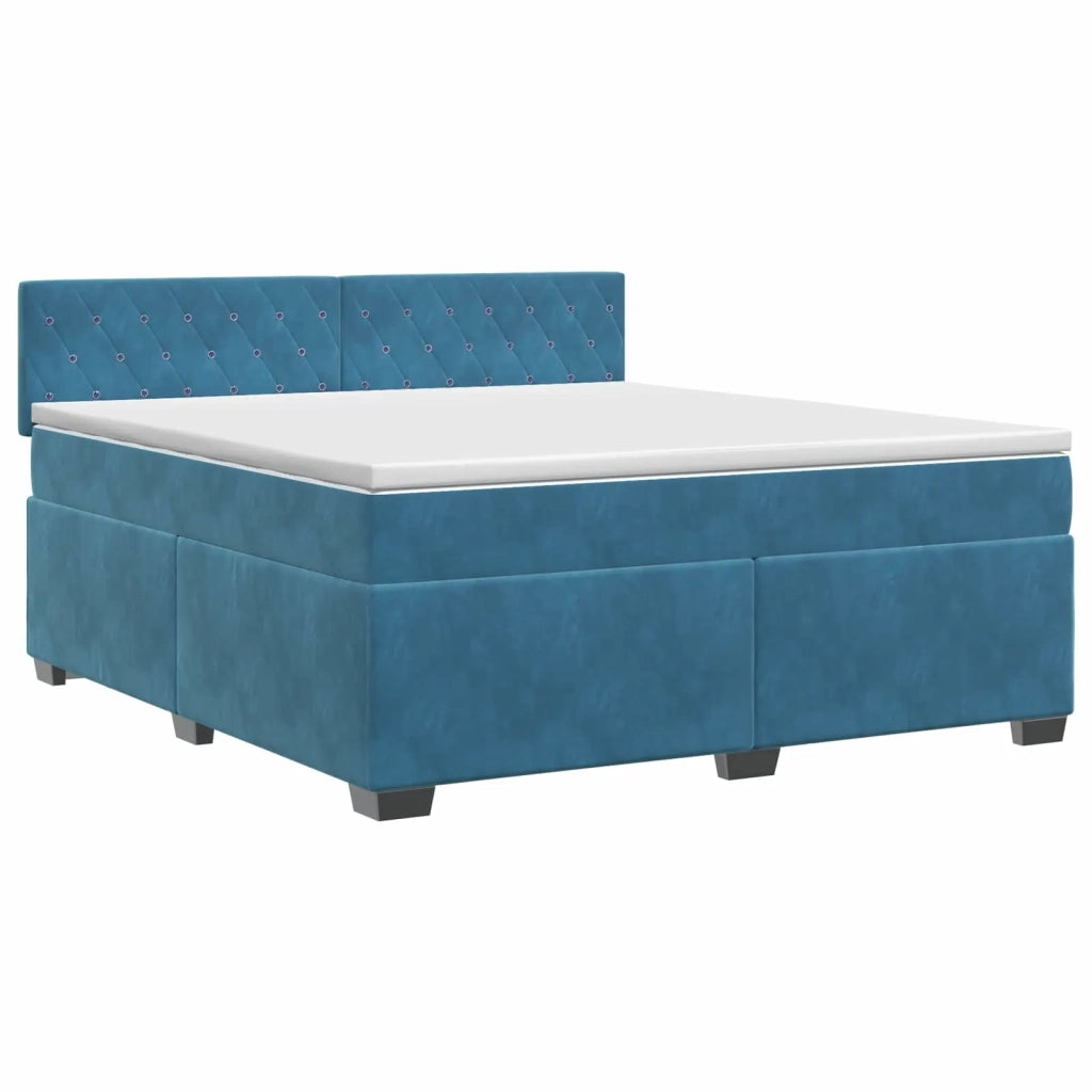 Letto box spring con materasso Blu Scuro 140 x 190 cm Velluto 3450708