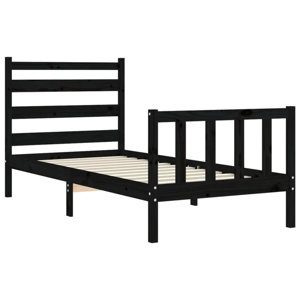 Giroletto con Testiera Nero Small Single in Legno Massello 3192000