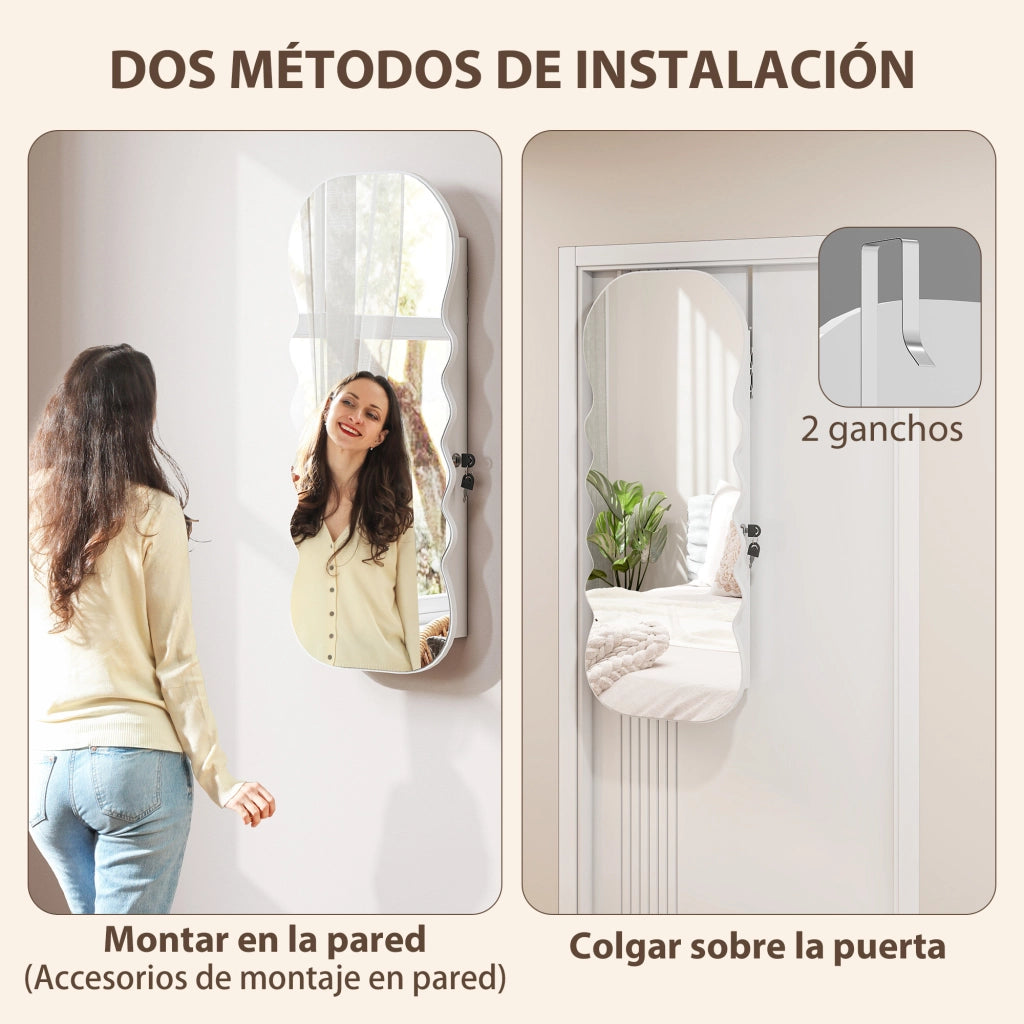 Specchio con cassetti e luce LED ¨C zephmum ¨C Bianco
