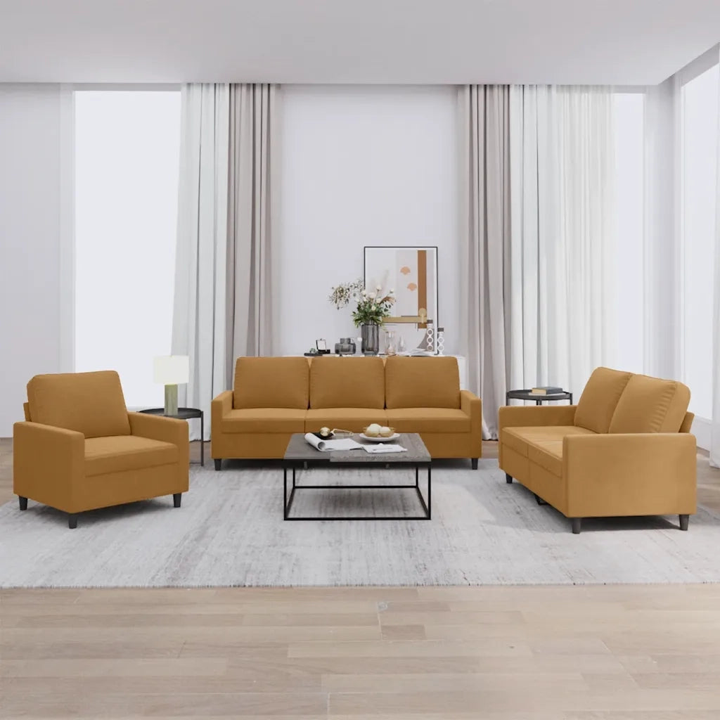 Set di Divani 3 pz con Cuscini Marrone in Velluto 3201483