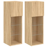 Mobili Porta TV con Luci LED 2 pz | Armadietto TV | Mobile Porta TV Rovere Sonoma 30,5x30x90 cm