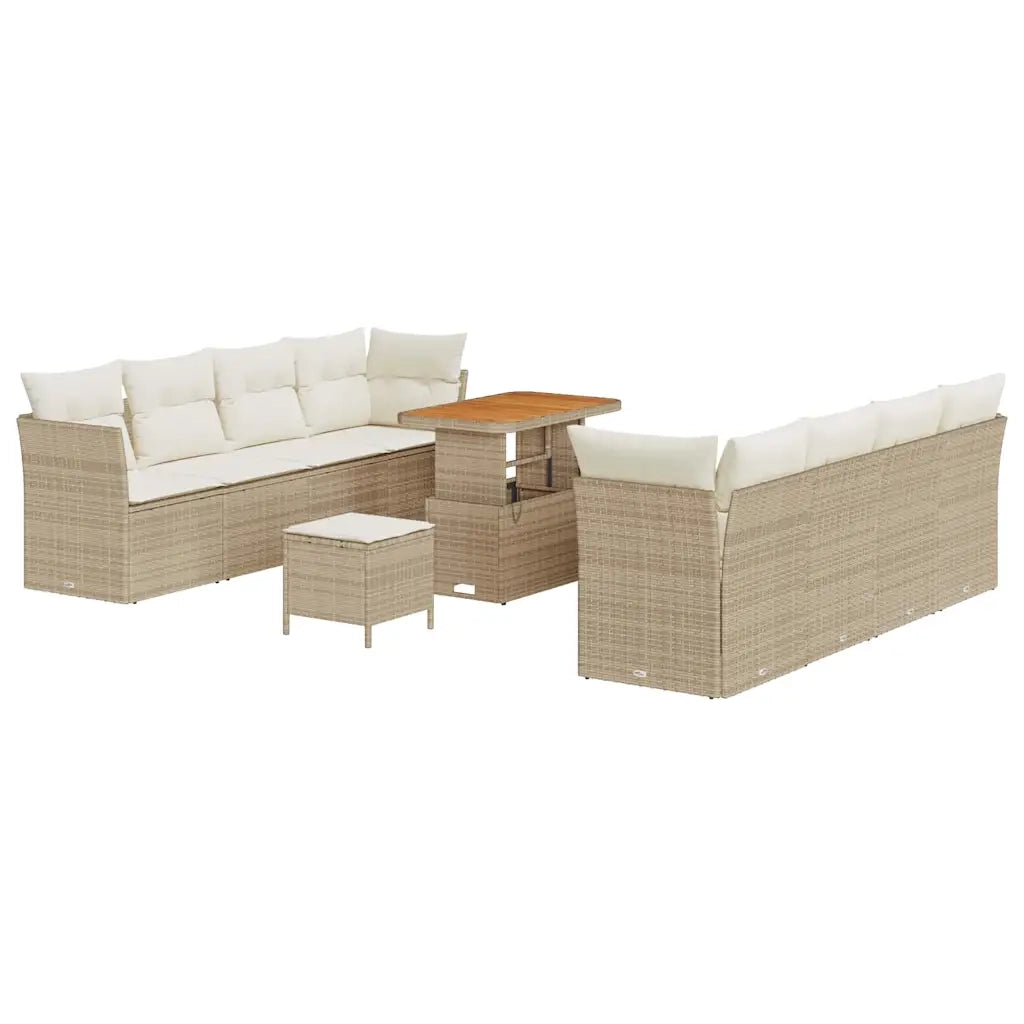Set Divano da Giardino 11 pcs Beige polyrattan
