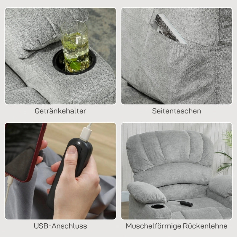 POLTRONA RELAX Elettrica con 2 memorie, USB, Grigio