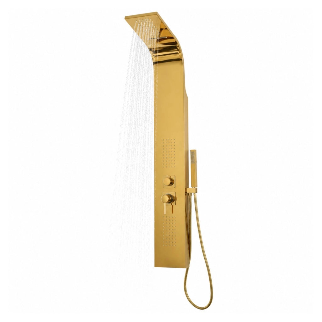 Colonna doccia attrezzata flower oro in acciaio gold con cascata h150xl20xp44 *** confezione 1