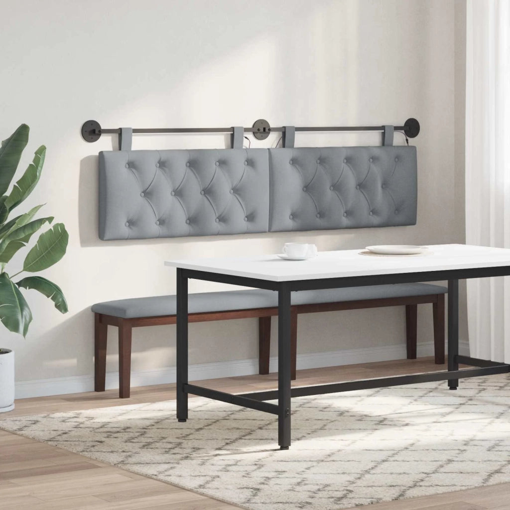Testiera | Testata sospesa Con luce LED Grigio Chiaro Tessuto