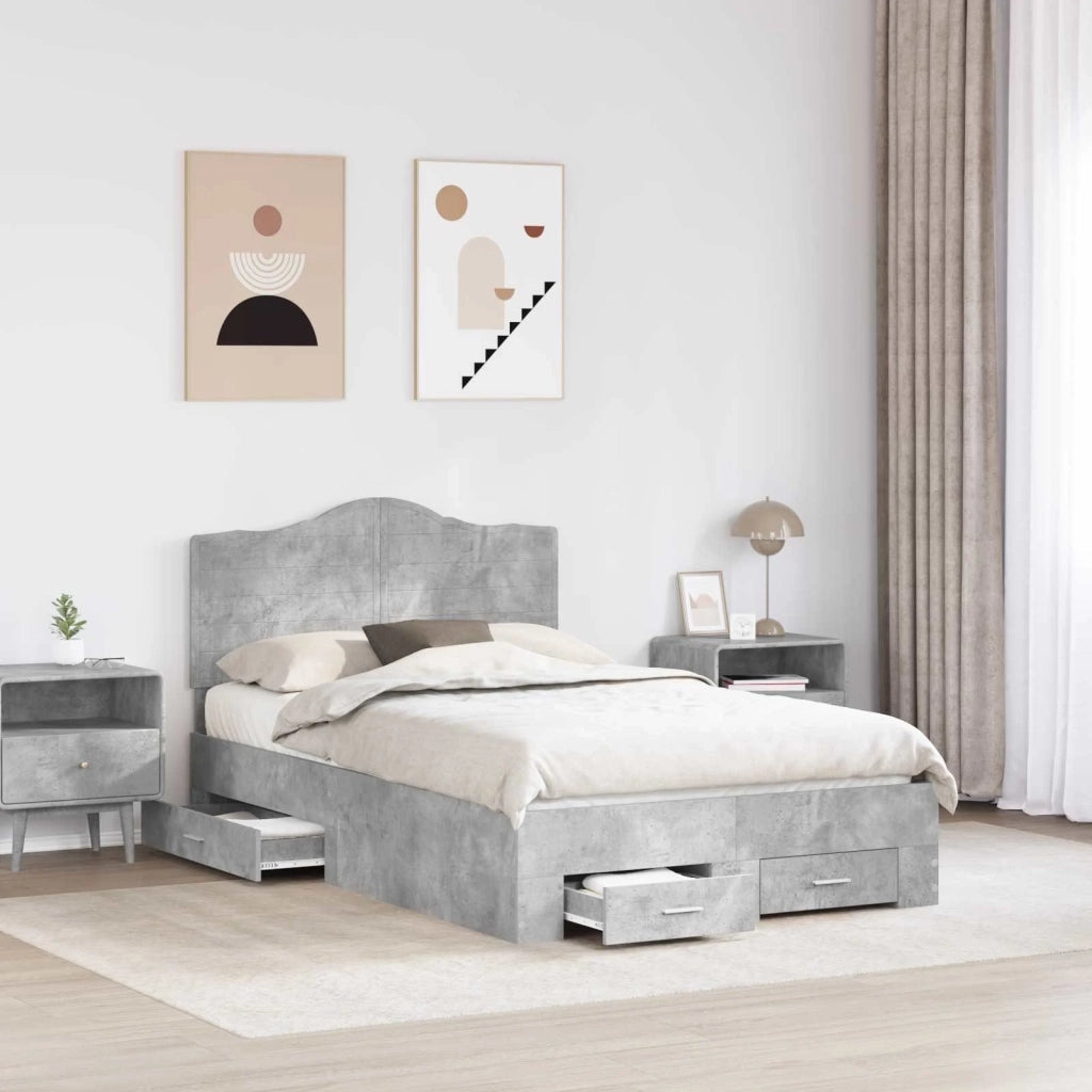 Struttura del letto con testiera-Giroletto con Testiera Grigio cemento 135 x 190 cm 511652
