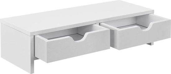 Monitor Stand Standard Maxime - Con 2 Porte - Bianco - In Legno - Design Classico