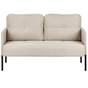 Divano 2 posti  tessuto beige con cuscini schienale cuscini imbottiti gambe in metallo stile retrò