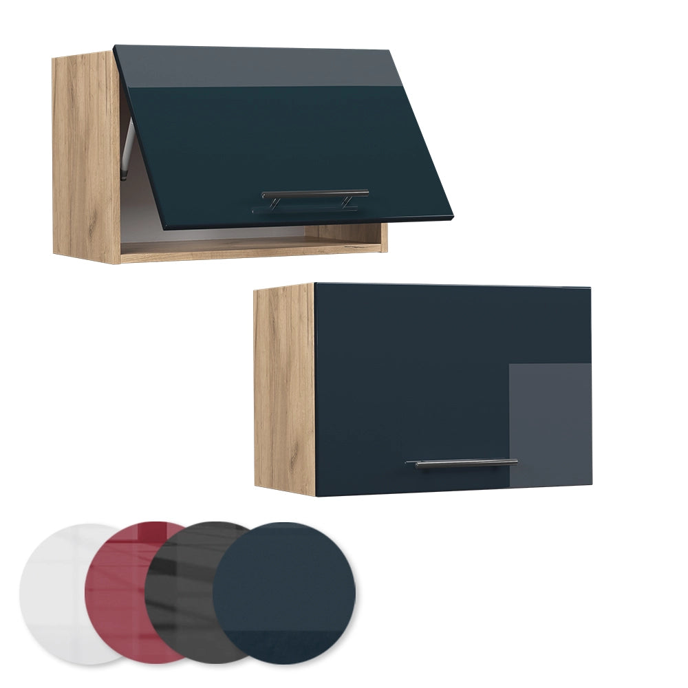 Pensile da cucina Fame-Line Blu scuro lucido/Rovere dorato 60 cm Piatto Vicco