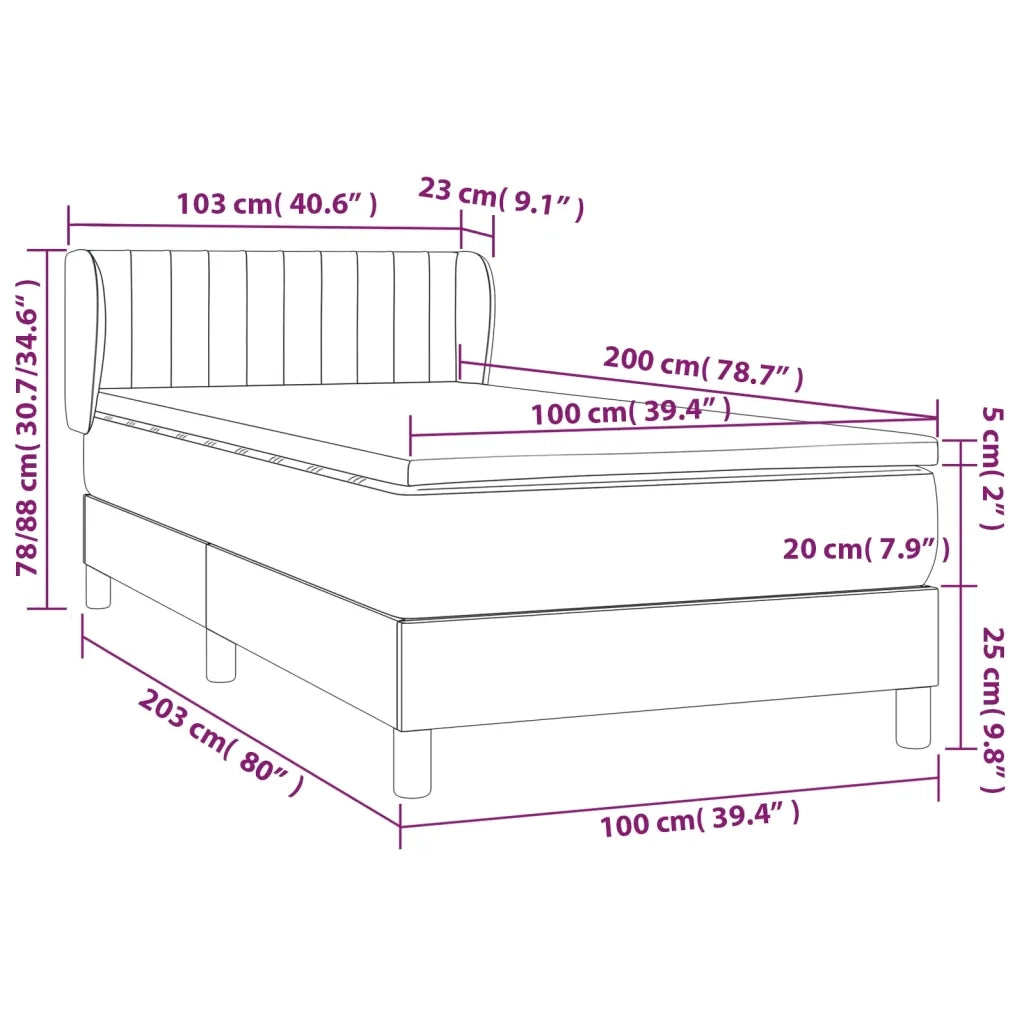 Giroletto a Molle con Materasso-Struttura Letto Grigio Chiaro100x200 cm Tessuto 603256