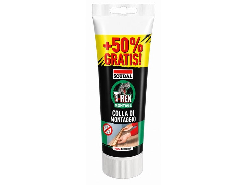 Soudal ADESIVO DI MONTAGGIO ''T-REX'' EFFETTO VENTOSA ml. 200+100 gratis - Bianco 12.00 pz
