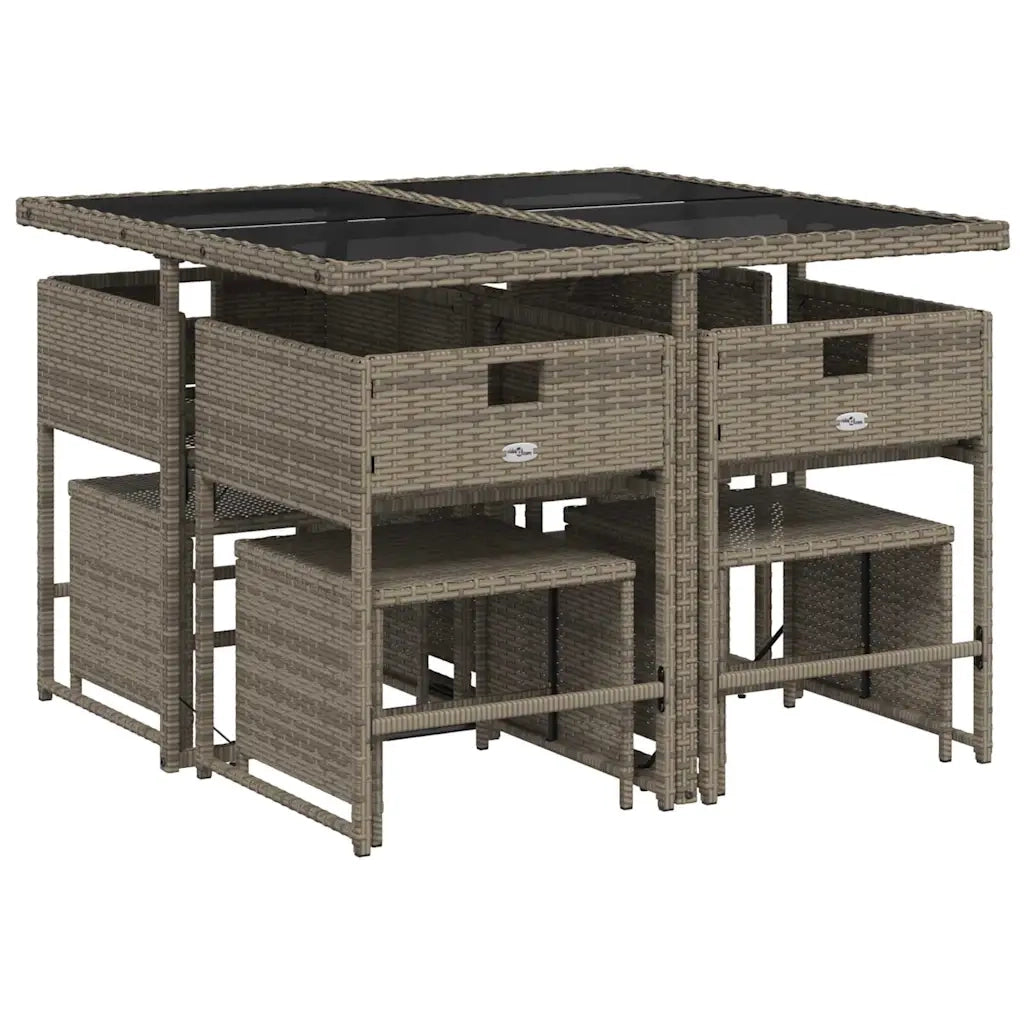 Set da Pranzo da Giardino 9 pz con Cuscini in Polyrattan Grigio 3278083