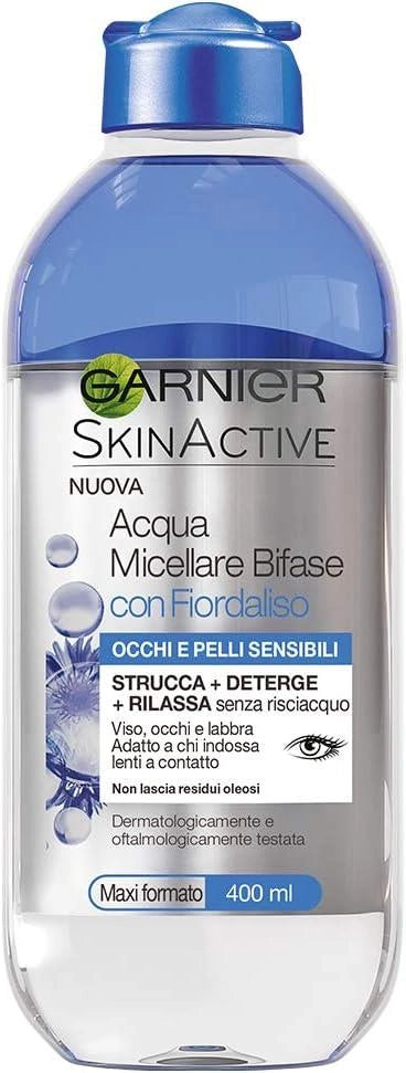 GARNIER ACQUA MICELLARE BIFASE 400 ML  FIORDALISO STRUCCA + DETERGE + RILASSA