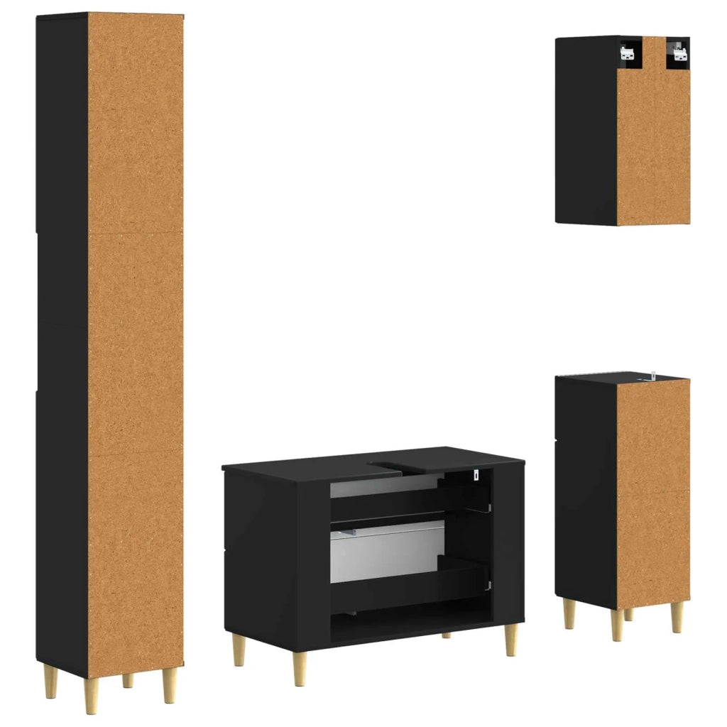 Set di Mobili da Bagno da 4 Pezzi ARNHEM Nero 3417928