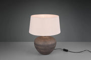 LOU LAMPADA DA TAVOLO GRANDE BASE CERAMICA MARRONE ANTICATA CON PARALUME SABBIA H. 46CM ATTACCO E27